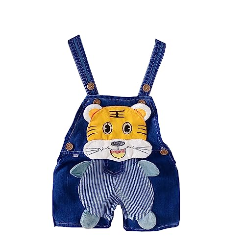 ACMEDE Baby Kurze Latzhose Süße Sommer Welpen Jeans Overalls Gr.80/86/92/98/104/116 Kleinkind Denim Cartoon 3D Tiger Shortalls Dungarees Bib Overalls Jumpsuit Sommer Kurz jeanhose Lose Shorts von ACMEDE