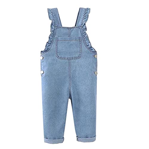 ACMEDE Baby Mädchen Denim Jumpsuit Ärmellose mit einer großen Tasche Strampler Overalls Cowboy Latzhose Cute Denim Dungarees Overalls Jumpsuit Washed Cotton Denim Overalls,1-5 Jahre von ACMEDE