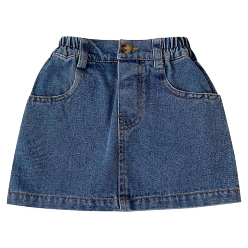 ACMEDE Baby-Mädchen Denim Rock mit Shorts Gr. 74/80/86/92 Mädchen A-Linie Mini Denim Kurzen Rock mit Taschen 98/104/116/122 Minirock Jeans Skirt Röcke mit Schleifenstickerei Kurz Hose 1-7 Jahre von ACMEDE