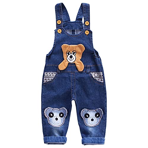 ACMEDE Baby Mädchen Jungen Denim Overall Jeans Hose mit Hosenträger Kinder Baumwolle Latzhose Strampler Overalls für Frühling Sommer 80 90 100 von ACMEDE