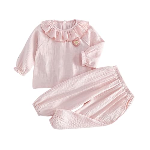 ACMEDE Baby Mädchen Kleidung Set baby Mädchen Oberteil Langarmshirt Doppellagigem Baumwollgarn Pumphose Sommerhose mit taschen Freizeithose dünn Bloomers Gr. 86/92/ 98/104/110/116/122 von ACMEDE