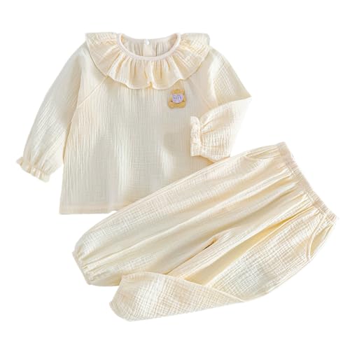 ACMEDE Baby Mädchen Kleidung Set baby Mädchen Oberteil Langarmshirt Doppellagigem Baumwollgarn Pumphose Sommerhose mit taschen Freizeithose dünn Bloomers Gr. 86/92/ 98/104/110/116/122 von ACMEDE