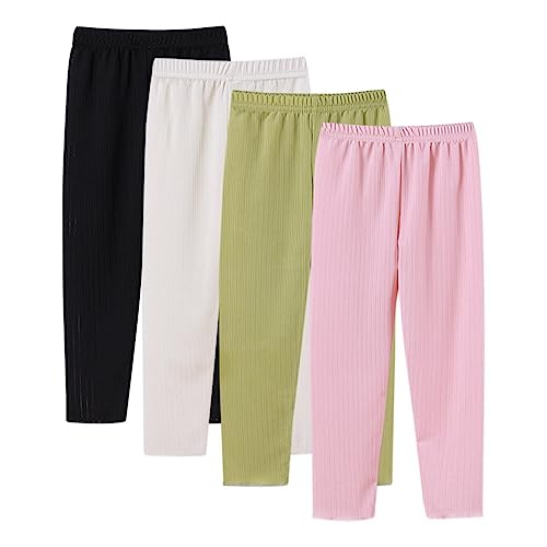 ACMEDE Baby Mädchen Leggings Freizeithose Gr. 92/98 86/92/98/104 Baby leichte Lange Hosen Sommerhose 4er Pack Sommer Feste Jogginghose Lässige Elastische Hose Gr. 116/122/128/134/146 von ACMEDE