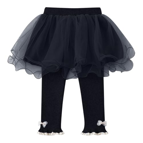 ACMEDE Baby Mädchen Strick Leggings mit mesh Rock 68/74/80, Fußlose Leggings für kleine Mädchen mit Tutu-Rüschen 86/92/98/116/122 Baumwoll Hosen Röcke Kinderunterteil 6 Monate -7 Jahre von ACMEDE