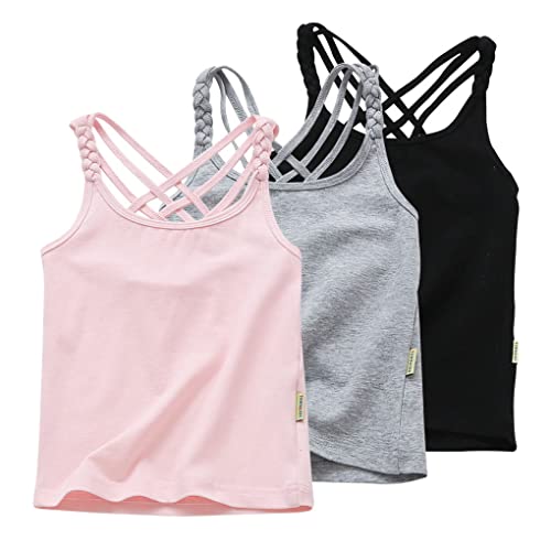 ACMEDE Baby Mädchen Unterhemden Baumwolle Spaghettiträger 3 Pcs Mädchen Leibchen Tank Top Weiche Atmungsaktive Niedlichen Sommer für 1-9 Jahre von ACMEDE