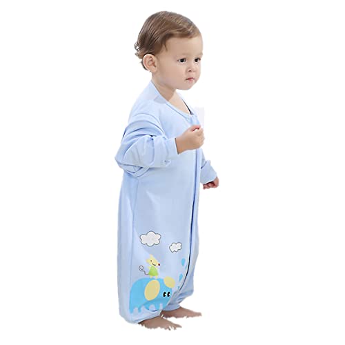 ACMEDE Baby Schlafsack mit Füßen, Schlafsack mit Langen Ärmeln, Ganzjahresschlafsack, mädchen und Junge Schlafstrampler Vierjahreszeiten, Sommerschlafsack mit Beinen (3-5 Jahre, blau) von ACMEDE