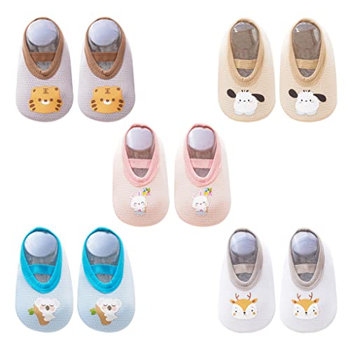 ACMEDE Baby Socken Anti-Rutsch Boden Socken Hüttenschuhe Krabbelschuhe Baby Lauflernschuhe Mädchen mit weichen sohlen Gefüttert 5 Paar, First-Walking Kinderschuhe Geschenke 6 Monate - 4 Jahre von ACMEDE