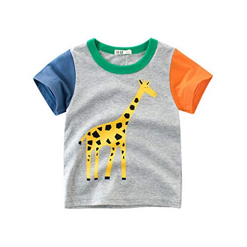 ACMEDE Baby Unisex Kurzarm T-Shirt Sommer-Kleinkind Kinder Jungen Mädchen Baumwoll T-Shirt Karikatur Giraffe Muster Beiläufiges Kurzarm Tops,1-10 Jahre von ACMEDE