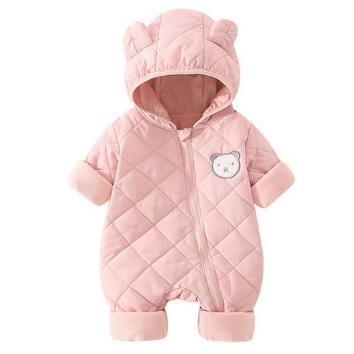 ACMEDE Baby Winter Overall mit Kapuze 3-6-9-12-18 Monate Baby Schlafanzug Strampler Overall Gr.68/74/80/86/92 Winterjacke Baby Steppjacke Strampelanzug mit Kapuze Jumpsuit Geschenk Outwear von ACMEDE