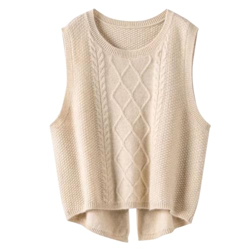 ACMEDE Damen Pullunder Strick ärmellos Strickweste Kaschmir Strickpullover Strickpulli Damen Ärmellos Strick Pullover Basic Strickweste Einfarbig Tank Top für Business Freizeit Sweater Weste von ACMEDE
