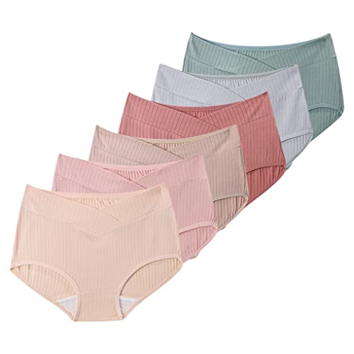 ACMEDE Damen Umstandsmode Niedrig-Taille Schwangerschaftsslip V-förmigen Baumwolle Schwangere Antibakterieller Unterhose Mutterschaft Unterwäsche 6er Pack Schwangerschaft Postpartum Slip,40-95KG von ACMEDE