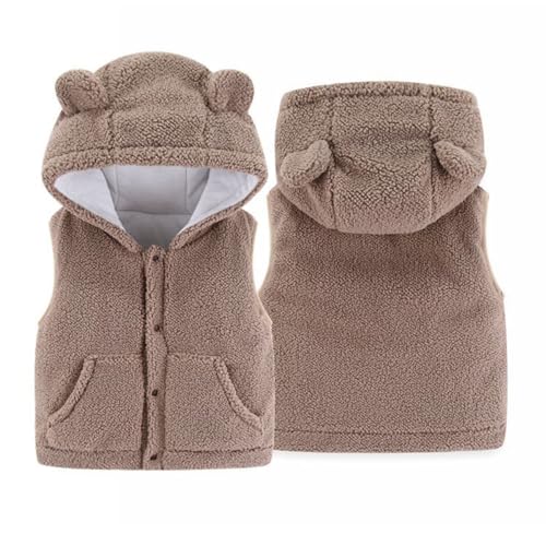 ACMEDE Fleeceweste Kleinkinder Mädchen Jungen 6 Monate~5 Jahre Kapuzenweste mit Reißverschluss Kinder Jacke Ärmellos Warmer Fleece Weste Mädchen Warme Gefüttert Ärmellose Jacke Höhe 70-125cm von ACMEDE