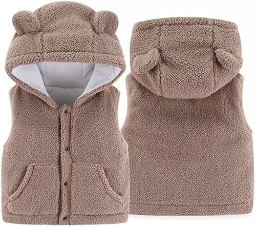 ACMEDE Fleeceweste Kleinkinder Mädchen Jungen 6 Monate~5 Jahre Kapuzenweste mit Reißverschluss Kinder Jacke Ärmellos Warmer Fleece Weste Mädchen Warme Gefüttert Ärmellose Jacke Höhe 70-125cm von ACMEDE