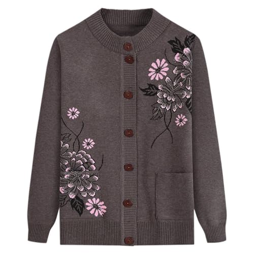ACMEDE Gestrickte Strickjacken Im Mittleren Und Älteren Alter Verdickter Pullover Cardigan Alte Dame Lässiges Oberteil Oma Strickjacke Kleidung Damen Frühling Und Herbst Mutter Warme Pullover von ACMEDE