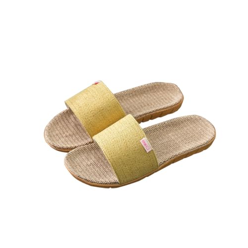 ACMEDE Hausschuhe Damen Pantoletten rutschfest Herren 35-45 Leinen Stroh Rutschen Open-Toe Hausschuhe Bath Spa Sommer Sandale Leichte Schuhe für Unisex Erwachsene von ACMEDE