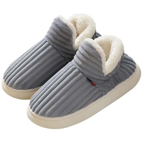ACMEDE Hausschuhe Damen Winter Wärme Pantoffeln Antirutsch Bootie Hausschuhe Herren Wärme Hüttenschuhe Geschlossen Leicht Bequem Plüsch Pantoffeln Winter Wärme Kuschel EU 35-45 von ACMEDE