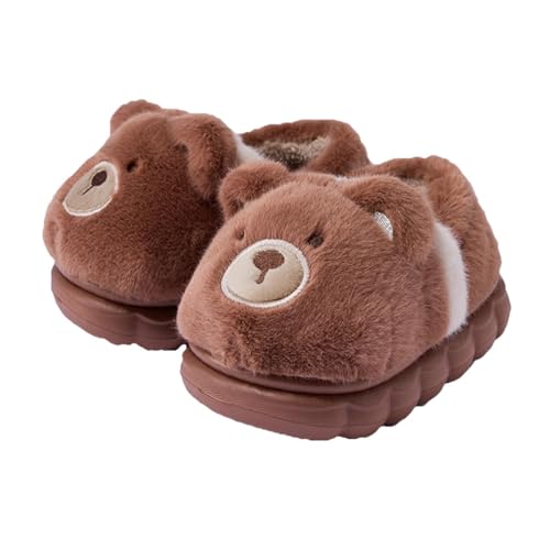 ACMEDE Hausschuhe Mädchen EU 29-36 cute Welpe Pantoffeln Plüsch Jungen Plüsch Pantoffeln Bär Kinder Wärme Weiche Hausschuhe Winter Cartoon Leicht rutschfeste Slippers von ACMEDE