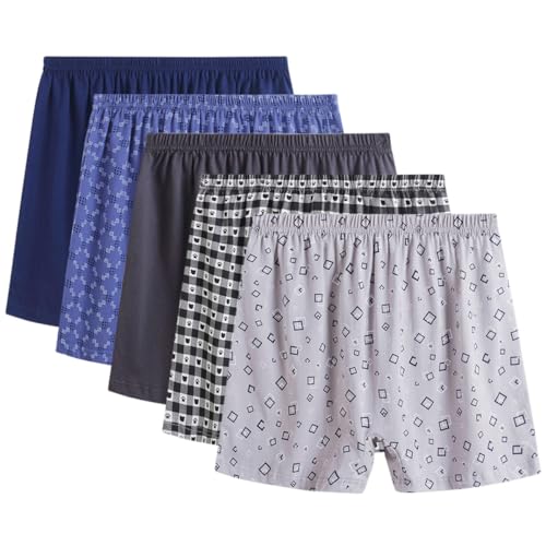 ACMEDE Herren Boxershorts Senioren Herren Unterwäsche Boxer Übergröße S-XL(40kg-80kg), 5er-Pack Herren Lockere Shorts Baumwolle Boxershorts Herren Unterwäsche for Mittlere und ältere Menschen von ACMEDE