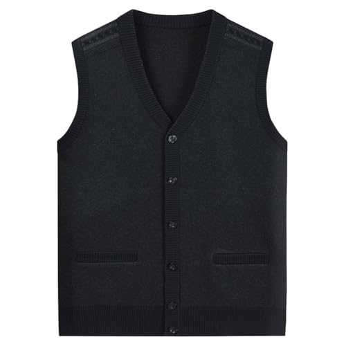 ACMEDE Herren Pullunder Strickweste S-3XL Feinstrick Weste mit V-Ausschnitt Herren Strickjacke ohne Ärmel Cardigan mit Knöpfen Strickwaren Strick Pullover Strickjacken Tanktops, 88-200lb von ACMEDE