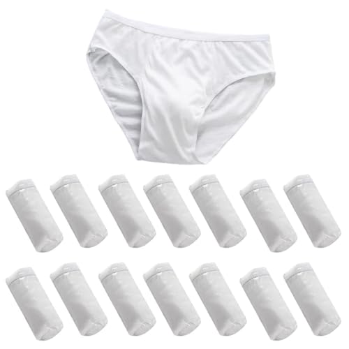 ACMEDE Herren Slip 14 Stück Einweg Unterhosen, Herren Einmal Slip Baumwollmischung Unterwäsche Briefs für Fitness Reise Hotel Spa Krankenhaus Massage - Einzel Verpackt/Tragbare, 45-90kg von ACMEDE