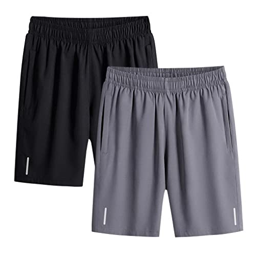 ACMEDE Herren Sport Shorts Kurze Hose Bermuda Sommer Herrenshorts Schnell Trocknend Sporthose Leicht mit Reißverschlusstasche 2 Stücke porthose Herren kurz Sommer Shorts Freizeit, M-6XL, 65-140KG von ACMEDE