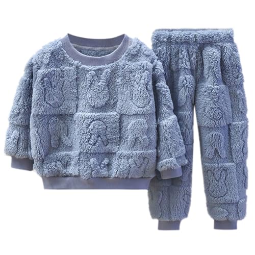 ACMEDE Kinder Flanell Schlafanzug Baby Jungen Mädchen Gr. 80/86/92/98/104 Flauschige Fleece Pyjama Schlafanzüge Gr. 104/116/122/128 Winter Zweiteiler Kuschel Pullover Hose Nachtwäsche 1-7 Jahre von ACMEDE