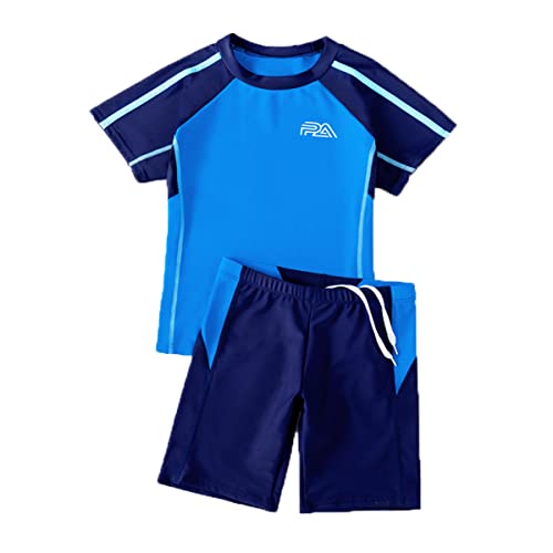 ACMEDE Kinder Jungen Badeanzug Bademode Zweiteiliger UPF 50+ UV Schützend Schwimmanzug 105-175CM Badeshorts Jungen & Schwimmshirt Set Schwimmanzug Kurzarm Badeshirt von ACMEDE