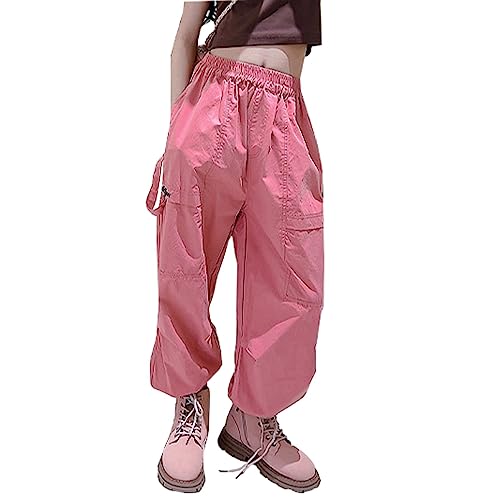 ACMEDE Kinder Mädchen Cargo Hose Elastische Taille Jogger Hose für Mädchen 128/134/146/152/158/164/170 Street Hip Hop Baumwoll Baggy Hose mit Mehreren Taschen für Kinder von 6–14 Jahre von ACMEDE