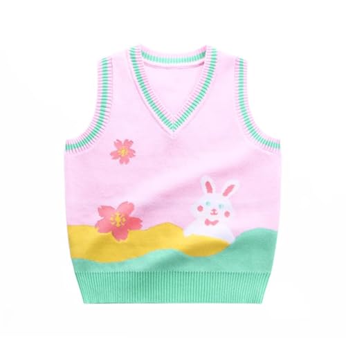 ACMEDE Kinder V-Ausschnitt Strickweste Mädchen Ärmellos Pullover Gestrickte Pullunder Strickpullover Oberteile Weste Ärmellose Strickpullover Weste Frühling Herbst Kleidung von ACMEDE