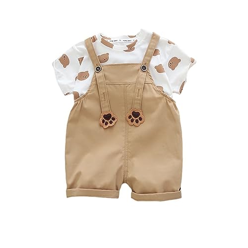 ACMEDE Kleinkinder Kleidung Set Baby Jungen Mädchen Baumwolle T-Shirt + Baby Jeans Latzhose Kurz Sommer Jeans Overalls Shortalls Gr. 74/80/86/92/98/104/110 von ACMEDE