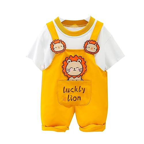 ACMEDE Kleinkinder Kleidung Set Gr. 68/74/80/86/92/98/104 Baby Jungen Mädchen Baumwolle T-Shirt Baby Latzhose Kurz Sommer Jeans Overalls Shortalls von ACMEDE