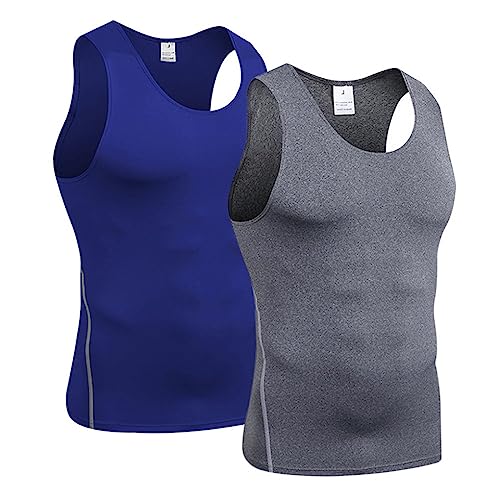 ACMEDE Kompressionsshirt Herren Tank Tops S - XXL 2er Pack Funktionsshirt Sport Ärmelloses Funktionsunterhemd Schnelltrocknend Laufshirt Muskelshirt Sport Unterhemd für Training Gym, 52-100KG von ACMEDE