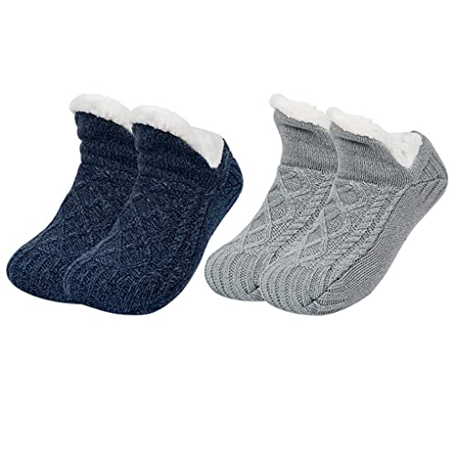 ACMEDE Kuschelsocken Damen Warme Socken Fleece Gefütterte Stricksocken Stoppernoppen Winter Warme Socken mit Anti Rutsch Sohle Bodensocken Kurz Hüttensocken Krabbelsocken Dicke Socken von ACMEDE