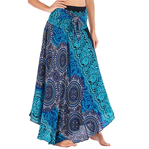 ACMEDE Lang Gedruckter Rock Damen Chiffon Bohemien Maxirock Verstellbares Riemen Kleid Freizeit Urlaub Sommerrock Strandkleider Muster Wählbar von ACMEDE