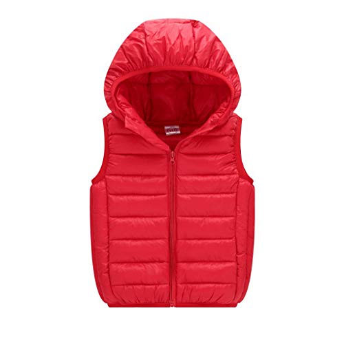 ACMEDE Leichte Daunenweste Jungen Mädchen, Freien Steppweste mit Kapuze, ärmellose Jacke Weste Winter Kapuzenweste Outfits 4-14 Jahre von ACMEDE