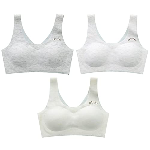 ACMEDE Mädchen Bustier BHS 3 Pack Nahtloser Trainings-BH mit abnehmbaren Pads Sport Bra Unterwäsche Trägertop für Mädchen 140-175cm von ACMEDE