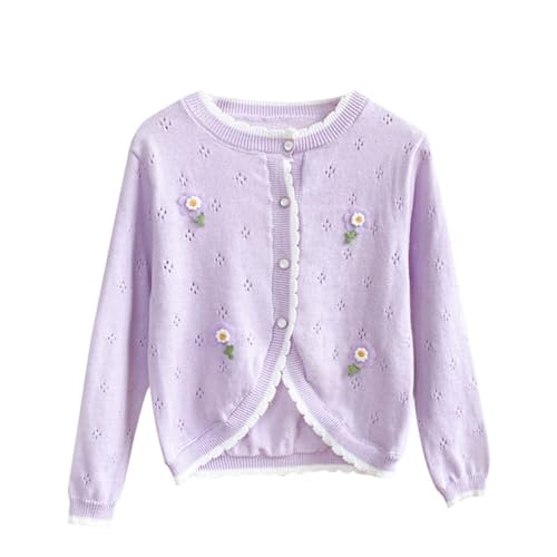 ACMEDE Mädchen Strickjacke 92 98 101 116 Cardigan mit Knöpfen Baumwolle 122 128 134 Jacke Jäckchen für Kinder Mädchen Rundhals Langarm Schule Strickware Pullover mit Knöpfen von ACMEDE