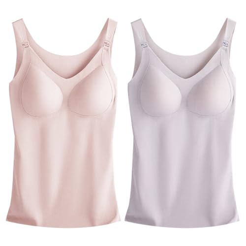 ACMEDE Nahtlose Stilltops mit BH Stillmode Oberteile 2er Pack Sommer Leicht Unterhemd Schwangere Stillen Basic Camisole Still-Shirt Cami Top Umstands Still-Tanktops Mutterschaft ACMEDE Nahtlose Stilltops mit BH Stillmode Oberteile 2er Pack Sommer Leicht Unterhemd Schwangere Stillen Basic Camisole Still-Shirt Cami Top Umstands Still-Tanktops Mutterschaft von ACMEDE