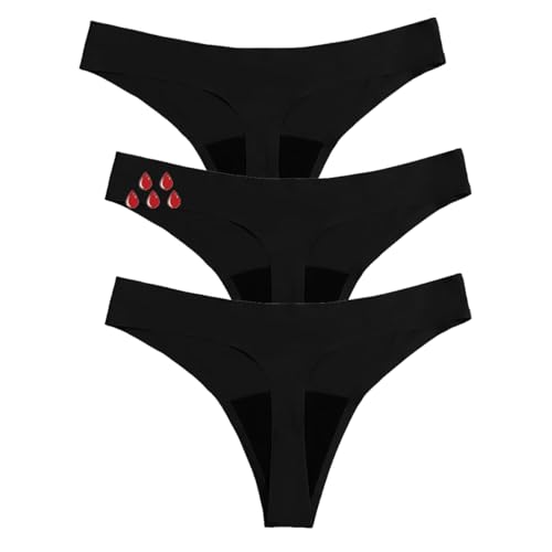 ACMEDE Perioden Unterwäsche 10-20ML Leichte/Mittlere Blutung Damen Thongs String Tanga Niedrige Taille Damen Nahtlos Menstruation Unterhosen Seamless Slip Thong Perioden String Tanga von ACMEDE