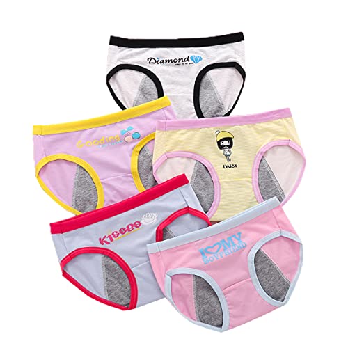 ACMEDE Perioden Unterwäsche Mädchen Baumwolle Unterhosen Auslaufsicher Menstruation Slip 5er Pack von ACMEDE