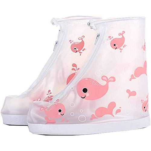 ACMEDE Regenüberschuhe Wasserdicht Überschuhe Wiederverwendbar rutschfester Schuhüberzieher,Optimal vor Regen,Schnee und Matsch geschützt für Unisex-Kinder (S, Rosa Wal) von ACMEDE