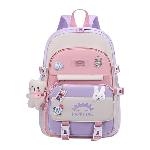 ACMEDE Schulranzen Jungen Mädchen 3-6 Klasse Kinder Schultasche mit Bärenanhänger für Mädchen Rucksack wasserabweisend Schulrucksack Rückentasche Rucksäcke für Elementare 9-15 Jahre von ACMEDE