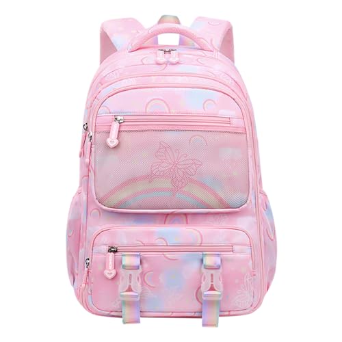 ACMEDE Schulrucksack Mädchen Grosse Kapazität Regenbogen Schultasche Mädchen Rucksack Schule der 1. bis 6. Klasse, Kinder Schulranzen mit Brustgurt Tagesrucksäcke für Primary Junior High von ACMEDE