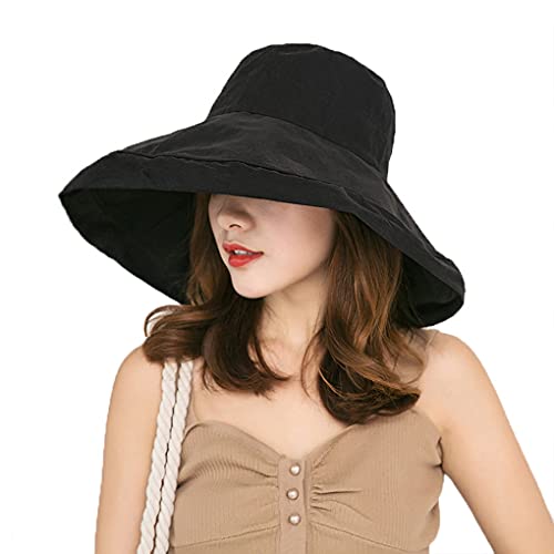 ACMEDE Sonnenschutz Sonnenhut Damen mit uv Schutz 50+UPF mit Nackenschnur, Faltbar Sommerhut Breite Krempe Gartenhut Strand Großer Kopf Sonnenmütze for Strandhut von ACMEDE