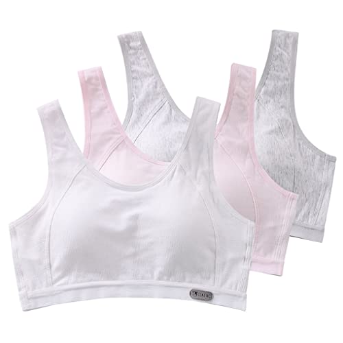 ACMEDE Sport BHS für Mädchen 3er Packung Baumwolle Trainings-BH Kinder Bustier Unterwäsche Geeignet Sportunterwäsche mit Pads 8-18 Jahre Damen Sport BH Yoga Bustier Gepolsterter Training 60-75KG von ACMEDE