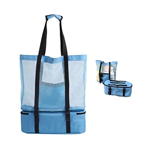 ACMEDE Strandtasche Große Mesh Badetasche Damen XXL Beachbag mit Wasserdicht Kühltasche Hoch Kapazität Handtaschen Reißverschluss Faltbar Schultertasche Familie Shopper Tasche für Strand Picknick von ACMEDE