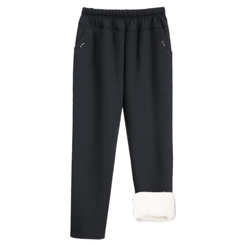 ACMEDE Thermohose Damen Fleece Leggings Winter Gefütterte Jogginghose Senioren Damen Verdickte Warme Fleecehose Sweathose mit 2 Taschen Casual Gerade Bein Fleece Freizeithose Gewicht 40-105kg von ACMEDE