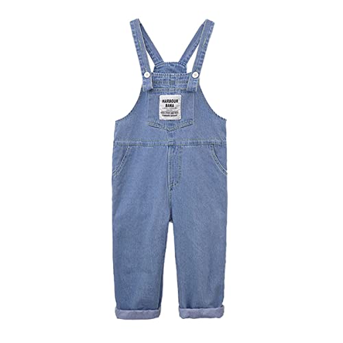 ACMEDE Unisex Mädchen Kinder Jeans Latzhose Jumpsuit 104/110/116/122/130 Jungen Lange Hose Overall mit Verstellbaren Hosenträgern Overall Straight Leg Strampler Jeanshose Gr.140/146/158/164/176 von ACMEDE