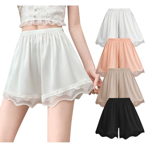 ACMEDE Unterrock Shorts für Damen mit lockeren Stil Unterhosen Radlerhose Boxershorts Damen Unterröcke mit Spitze Kurz Hose Anti-Chafing Shorts Unterröcke für Damen Gewicht 40-80kg von ACMEDE