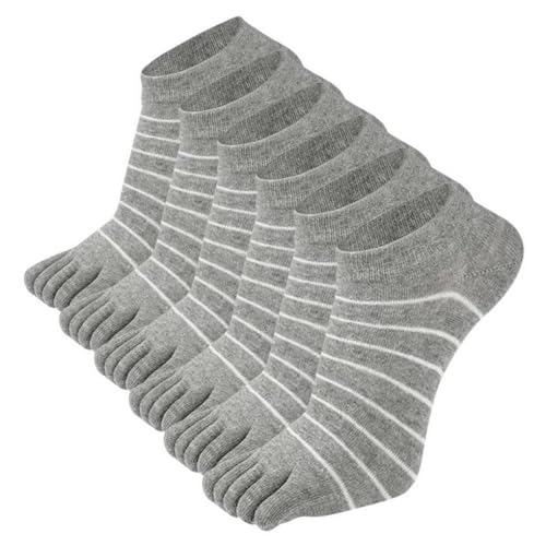 ACMEDE Zehensocken Damen 34-39 sneaker Sneaker Socken Laufsocken Damen Kurze Socken mit Zehen Baumwolle Gestreifte Socken Sportsocken Fünf Finger Socken für Damen und Teenager-Mädchen, 6 Paare von ACMEDE